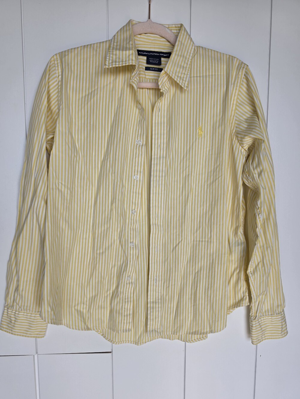 Ralph Lauren Pale Yellow White Striped Button-Down Shirt